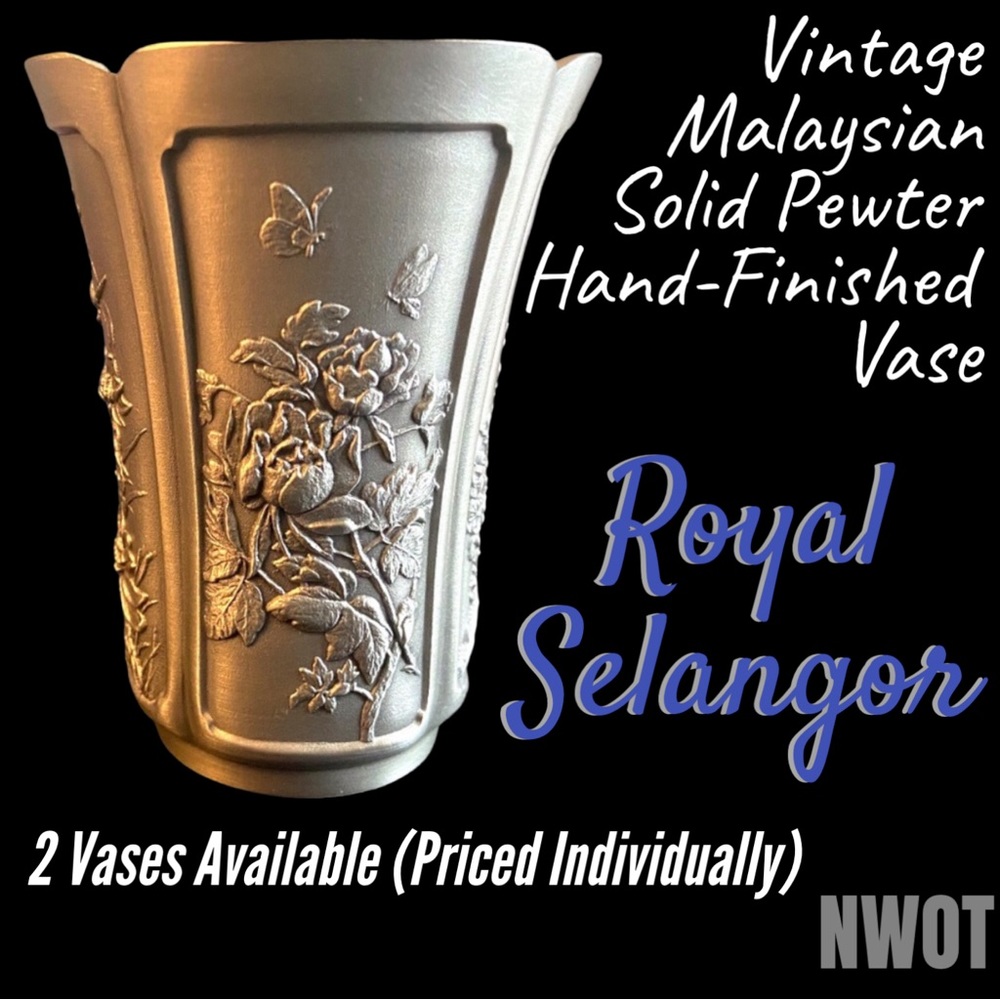 Vintage Royal Selangor Pewter Four Seasons Bud Vase /CUP~ 1960’s NWOT
